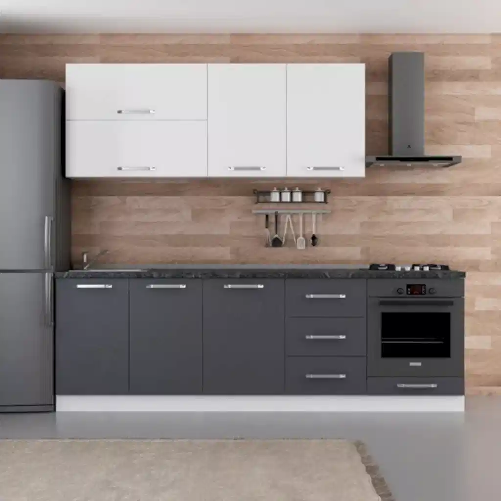 Gri Mutfak Dolabı Modelleri ve Renkleri 11 beyaz gri mutfak dolabı