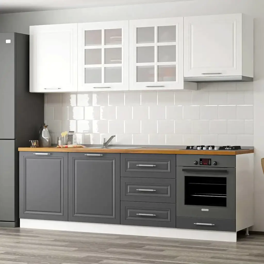 Gri Mutfak Dolabı Modelleri ve Renkleri 13 beyaz gri mutfak dolabı