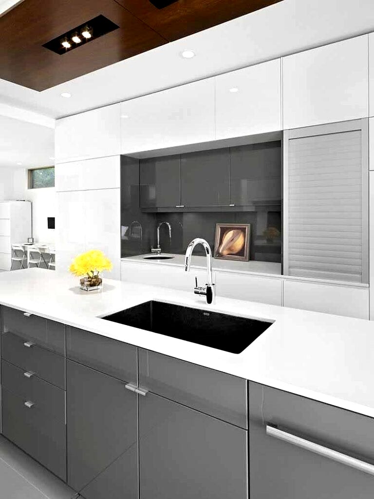 Gri Mutfak Dolabı Modelleri ve Renkleri 9 beyaz gri mutfak dolabı