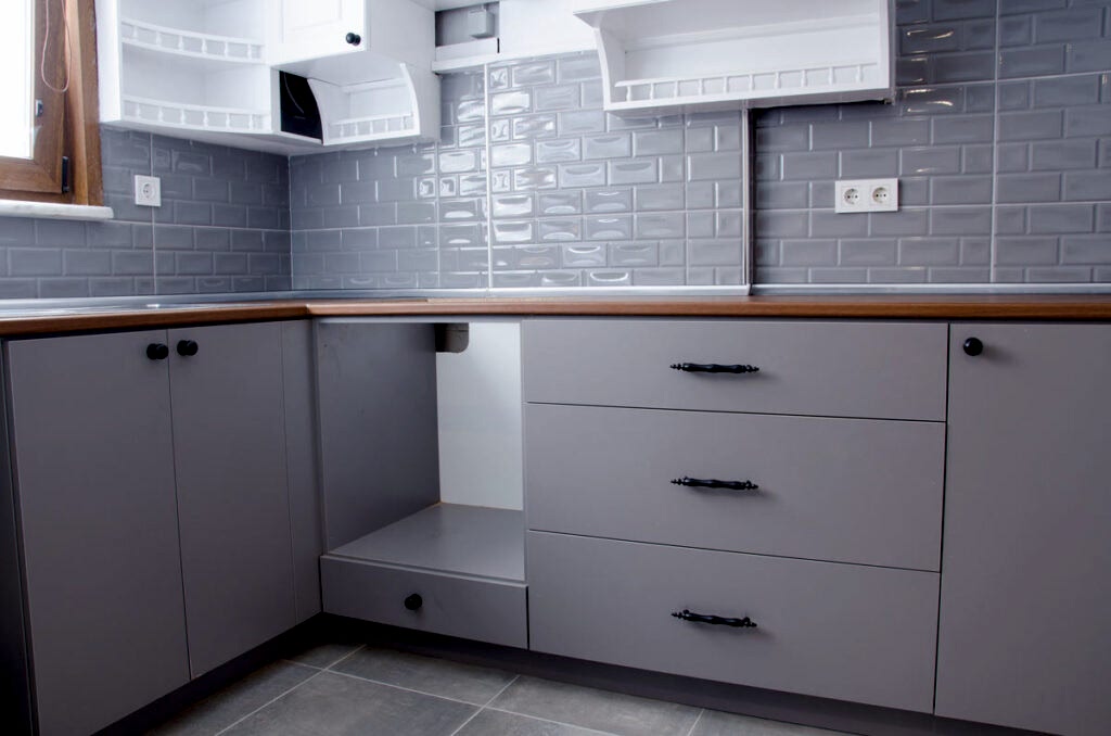 Gri Mutfak Dolabı Modelleri ve Renkleri 24 Mat Gri Mutfak Dolabı