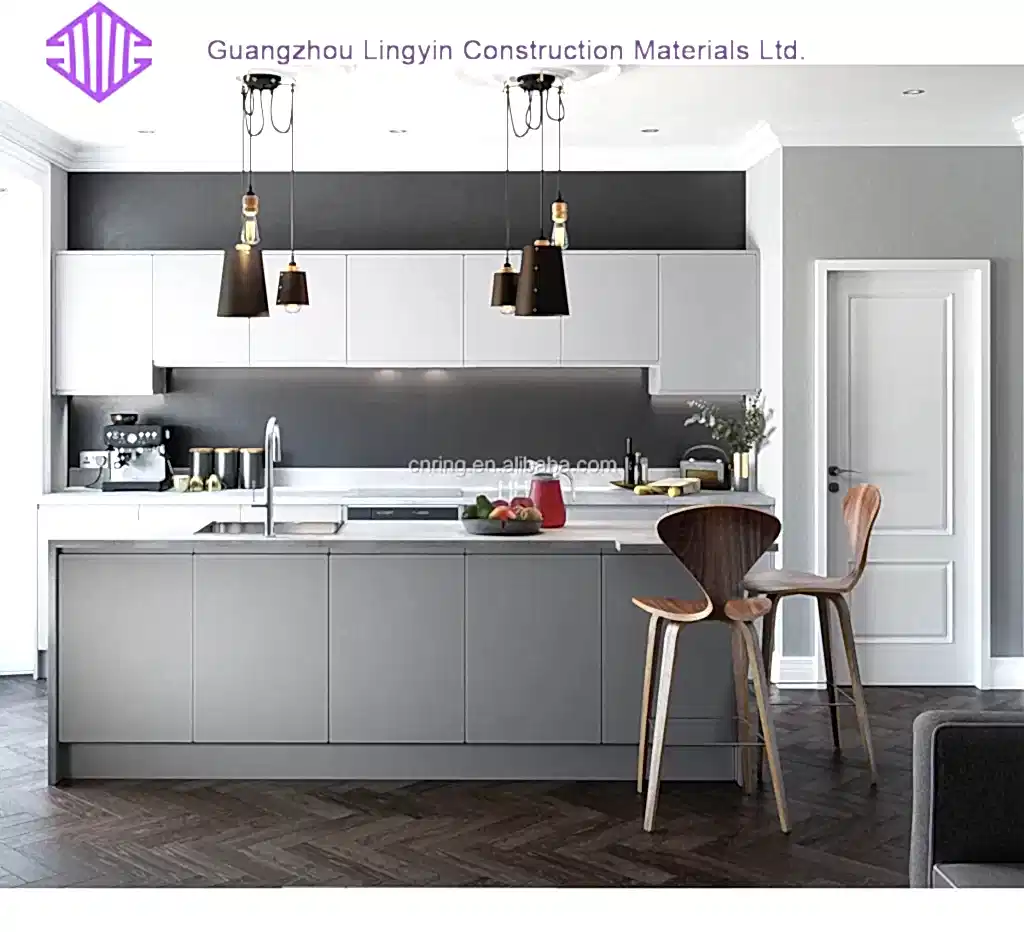 Gri Mutfak Dolabı Modelleri ve Renkleri 25 Mat Gri Mutfak Dolabı