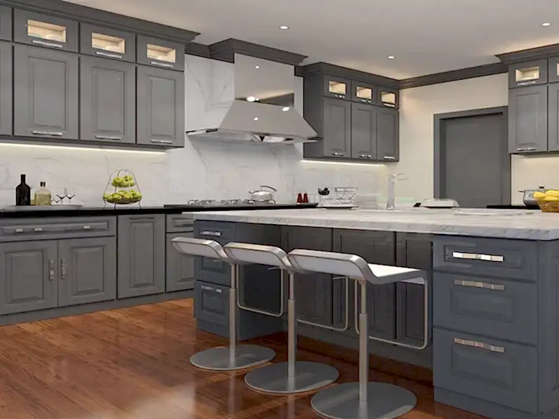 Gri Mutfak Dolabı Modelleri ve Renkleri 29 Mat Gri Mutfak Dolabı