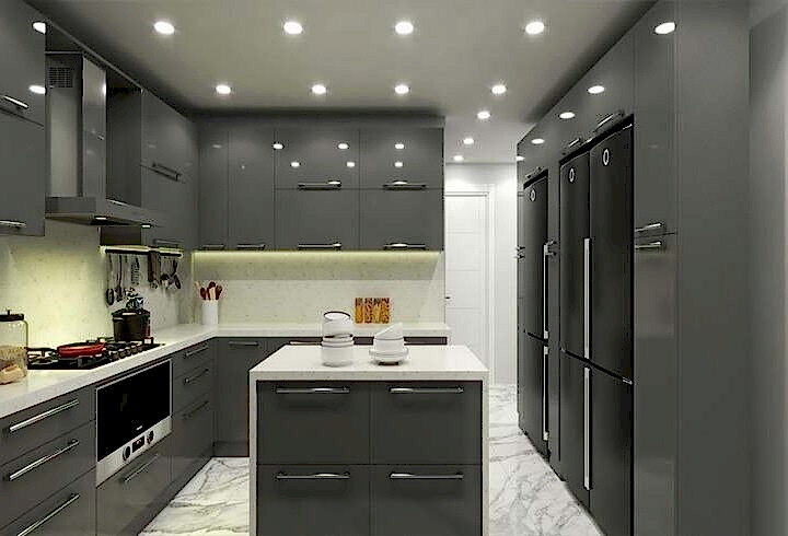 Gri Mutfak Dolabı Modelleri ve Renkleri 14 parlak gri mutfak dolabı